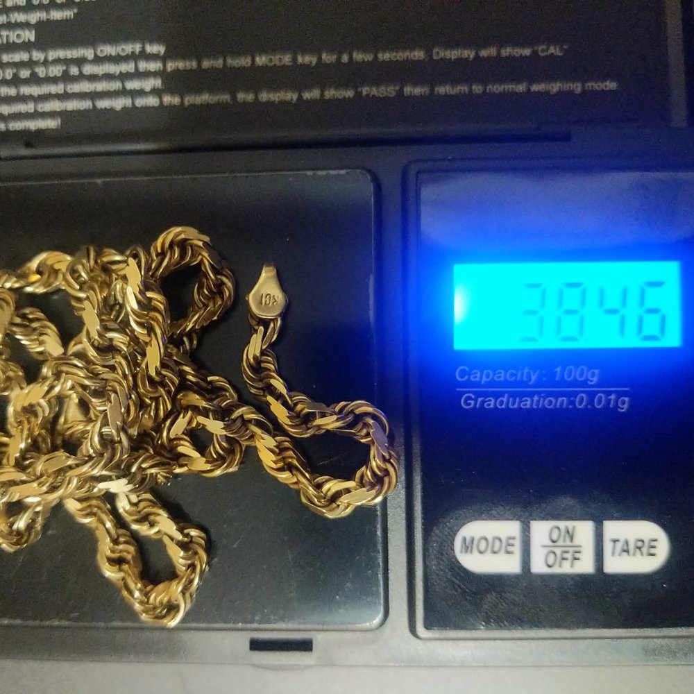 10k Yellow Gold Bevel Cut Rope Chain 22" 5mm 38.4